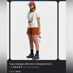 Topo Designs Womens Brick Orange Global Shorts Hiking or Trail Worn Once Medium